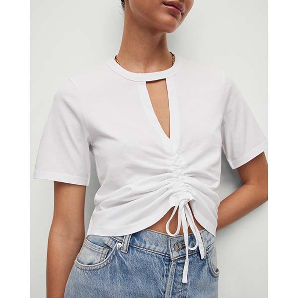 Allsaints Australia Womens Gigi Centre Drawcord T-Shirt White AU05-408